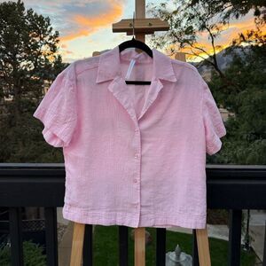 Fabletics Cotton Voile Resort Shirt in Soft Pink 🌸